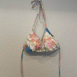 White blue and orange triangle bikini top